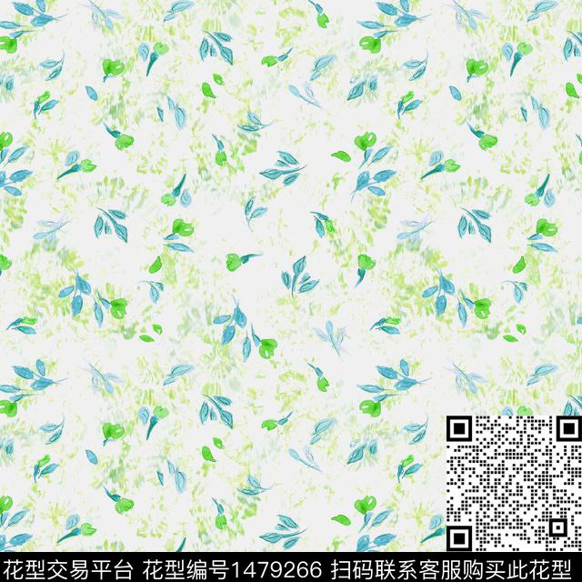 绿植树叶花卉连枝花数码印花华亿平台下载（图片编号: 1479266） - 瓦栏（Walan）