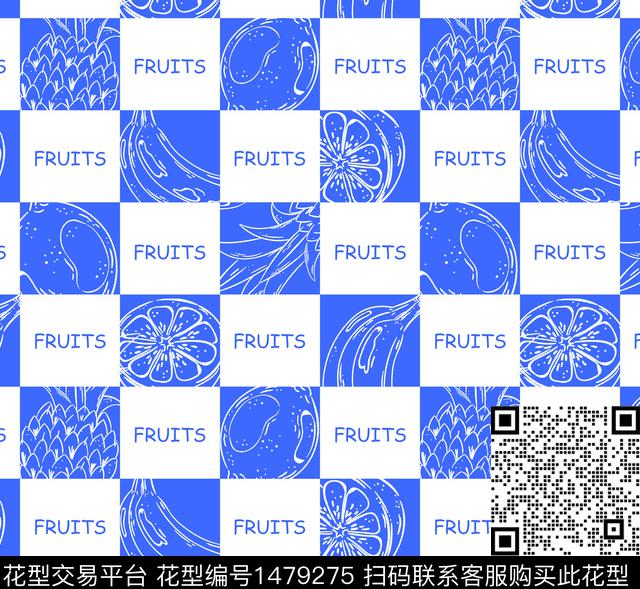 格子字母水果传统印花华亿平台下载（图片编号: 1479275） - 瓦栏（Walan）