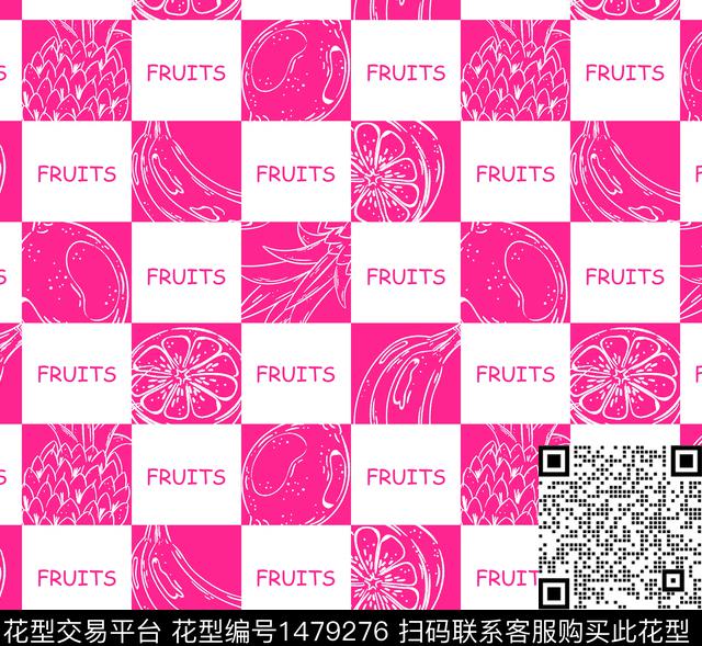 几何格子花卉传统印花华亿平台下载（图片编号: 1479276） - 瓦栏（Walan）