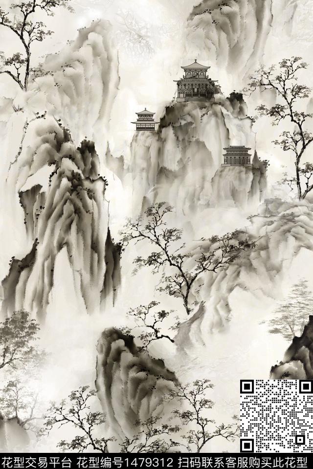 香云纱中国风真丝数码印花华亿平台下载（图片编号: 1479312） - 瓦栏（Walan）