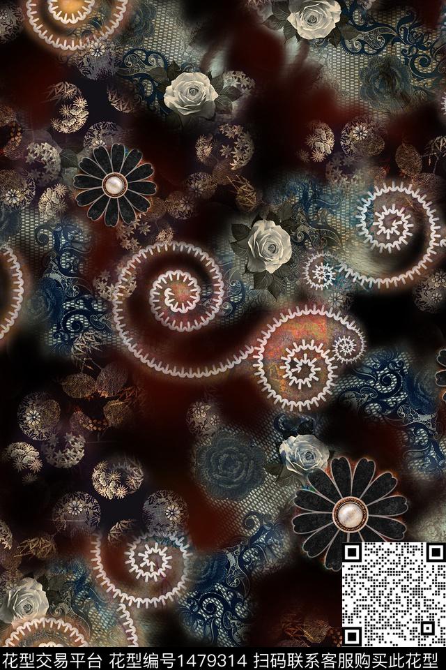 中老年珠宝宝石数码印花华亿平台下载（图片编号: 1479314） - 瓦栏（Walan）