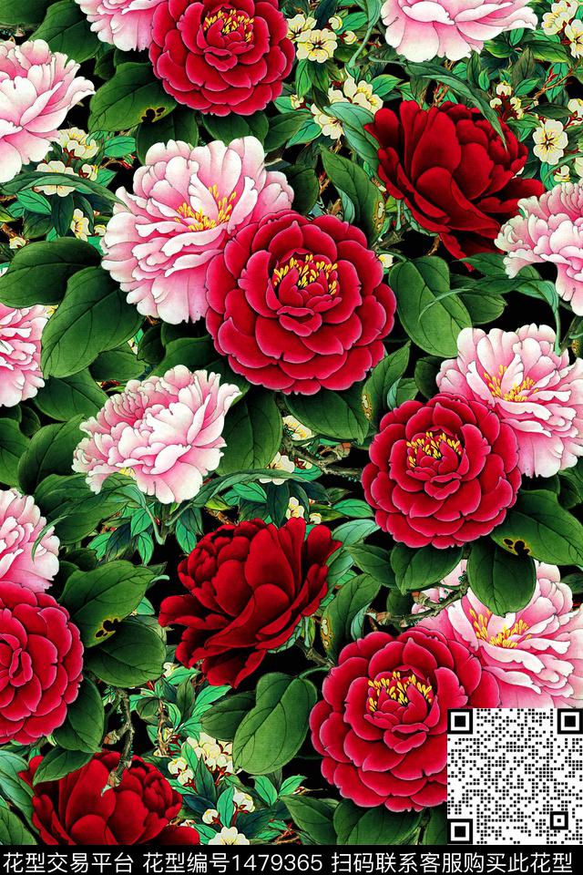 绿植树叶花卉春夏华亿平台数码印花华亿平台下载（图片编号: 1479365） - 瓦栏（Walan）