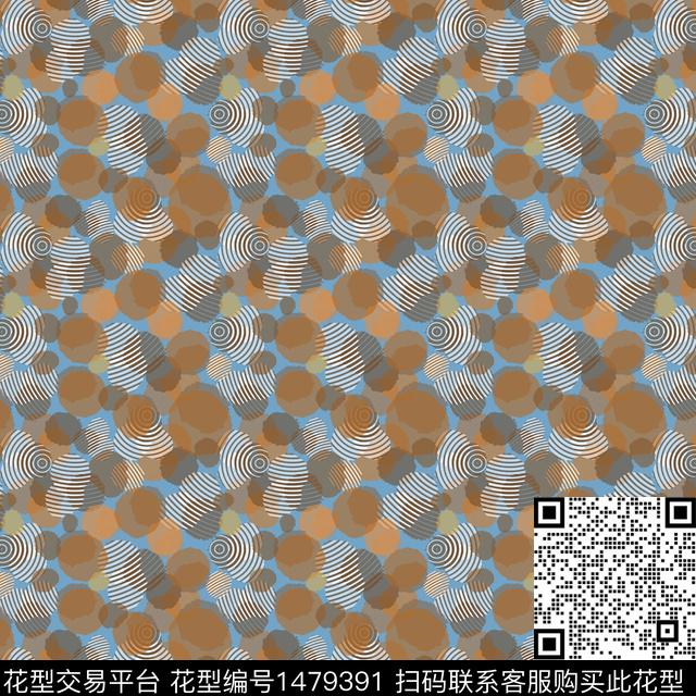 肌理条纹圆圈与波点数码印花华亿平台下载（图片编号: 1479391） - 瓦栏（Walan）