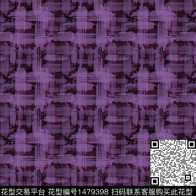 肌理格子手绘笔触数码印花华亿平台下载（图片编号: 1479398） - 瓦栏（Walan）