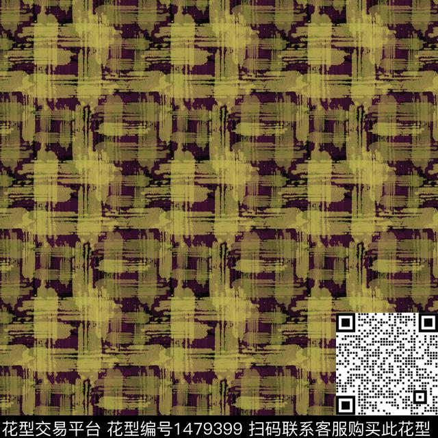 肌理格子手绘笔触数码印花华亿平台下载（图片编号: 1479399） - 瓦栏（Walan）