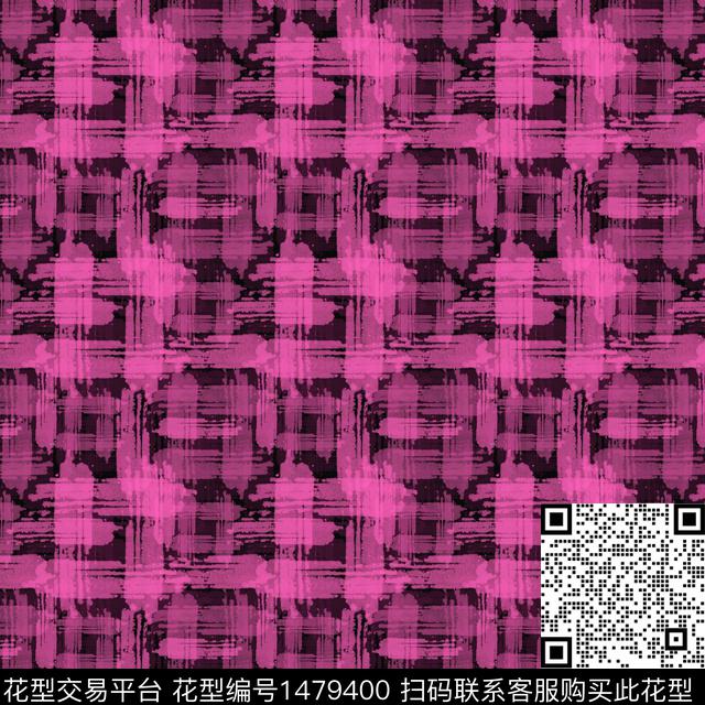 肌理格子手绘笔触数码印花华亿平台下载（图片编号: 1479400） - 瓦栏（Walan）