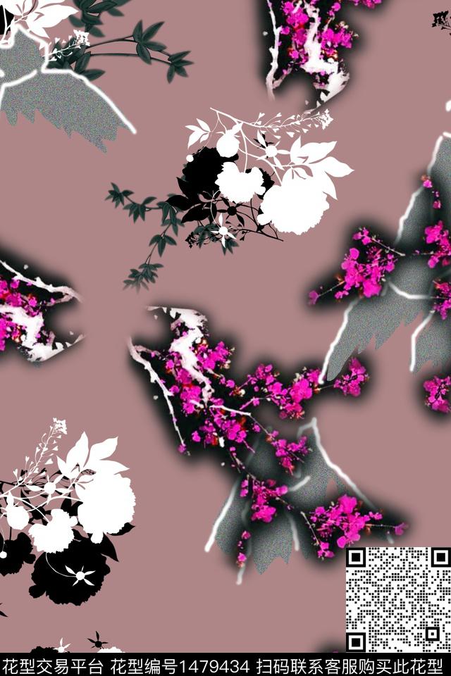 梅花民族风花卉数码印花华亿平台下载（图片编号: 1479434） - 瓦栏（Walan）