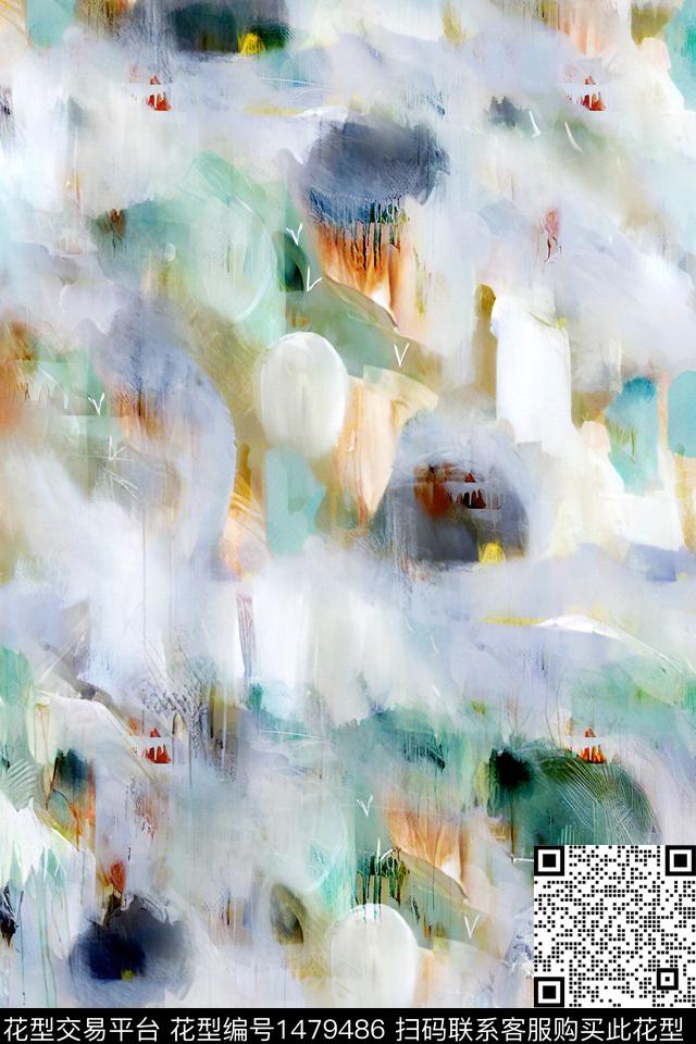 肌理抽象真丝数码印花华亿平台下载（图片编号: 1479486） - 瓦栏（Walan）