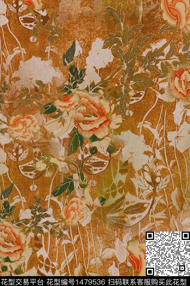 民族风香云纱中国风数码印花华亿平台下载（图片编号: 1479536） - 瓦栏（Walan）