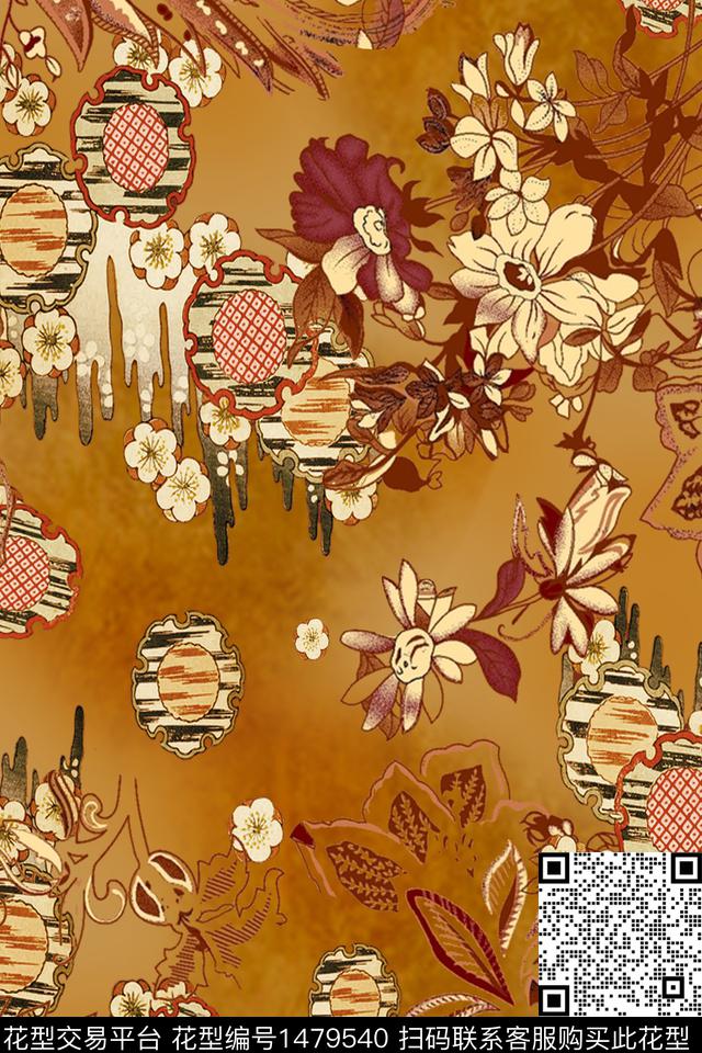 民族风香云纱中国风数码印花华亿平台下载（图片编号: 1479540） - 瓦栏（Walan）