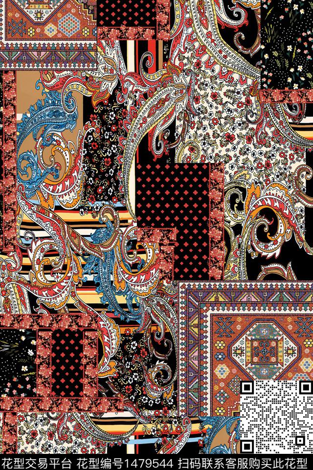 民族风香云纱真丝数码印花华亿平台下载（图片编号: 1479544） - 瓦栏（Walan）
