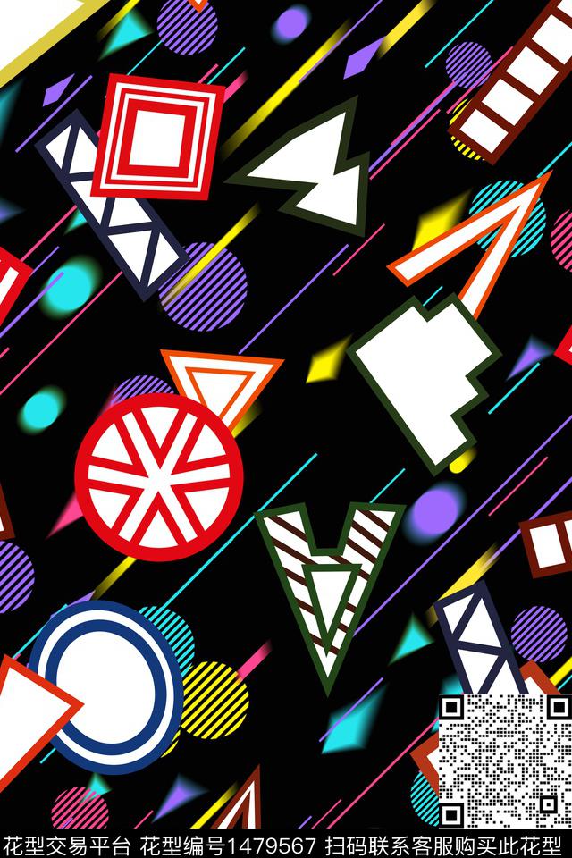 几何春夏华亿平台波点数码印花华亿平台下载（图片编号: 1479567） - 瓦栏（Walan）