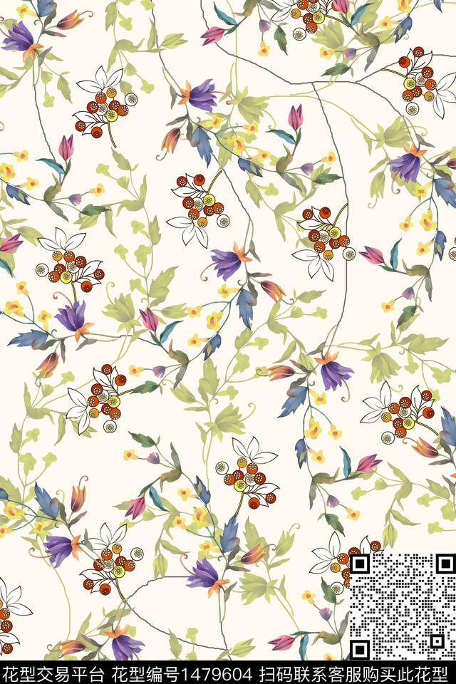 数码华亿平台花卉满版散花数码印花华亿平台下载（图片编号: 1479604） - 瓦栏（Walan）