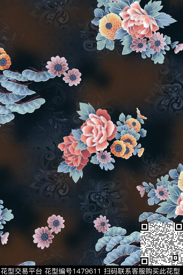女装花卉中老年数码印花华亿平台下载（图片编号: 1479611） - 瓦栏（Walan）