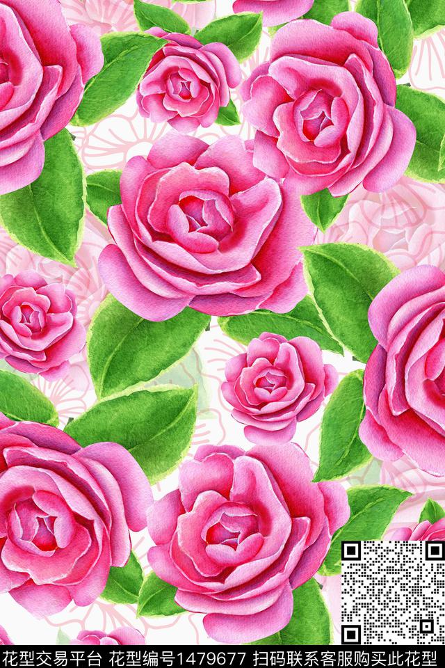 绿植树叶春夏华亿平台大花数码印花华亿平台下载（图片编号: 1479677） - 瓦栏（Walan）