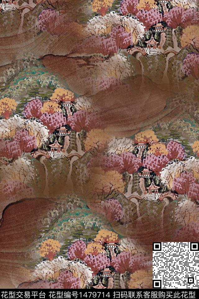 女装中老年风景景观数码印花华亿平台下载（图片编号: 1479714） - 瓦栏（Walan）
