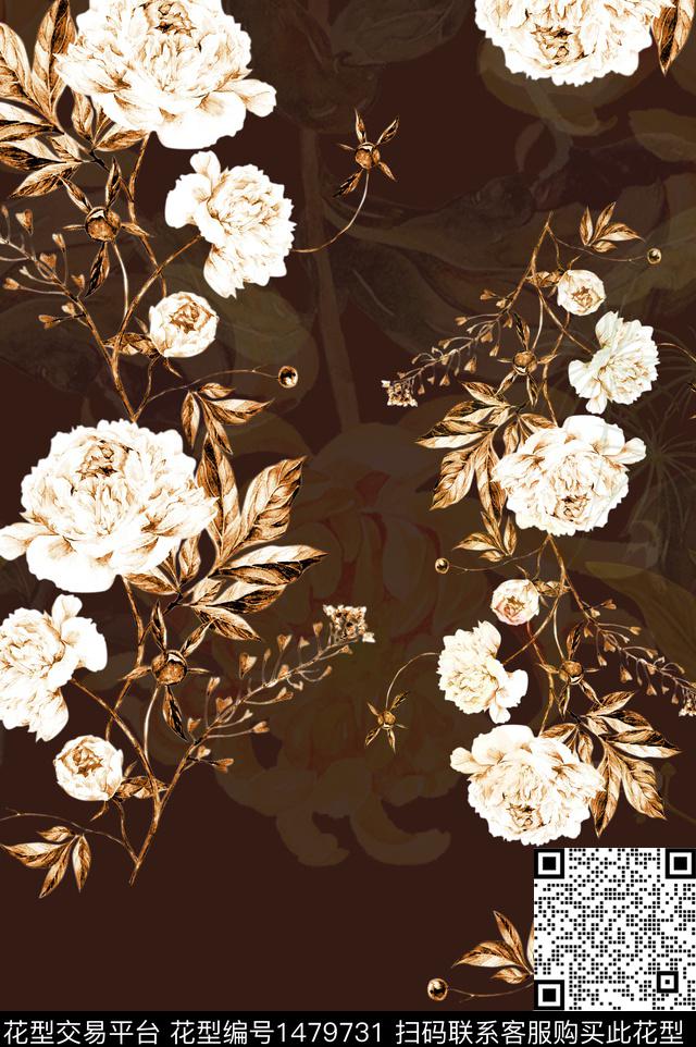 民族风花卉牡丹数码印花华亿平台下载（图片编号: 1479731） - 瓦栏（Walan）