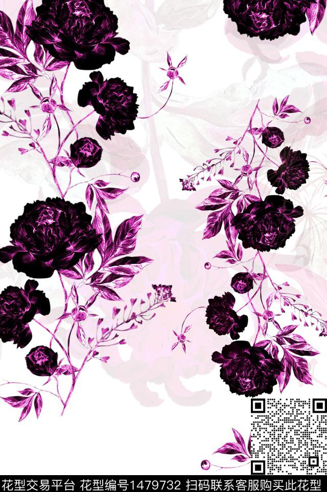 民族风花卉牡丹数码印花华亿平台下载（图片编号: 1479732） - 瓦栏（Walan）