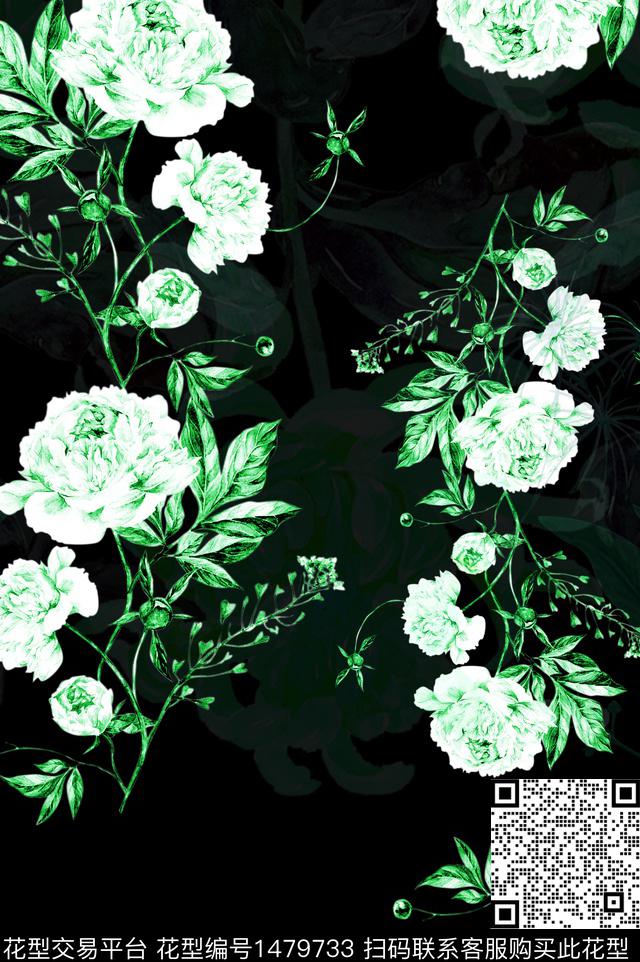 民族风花卉牡丹数码印花华亿平台下载（图片编号: 1479733） - 瓦栏（Walan）