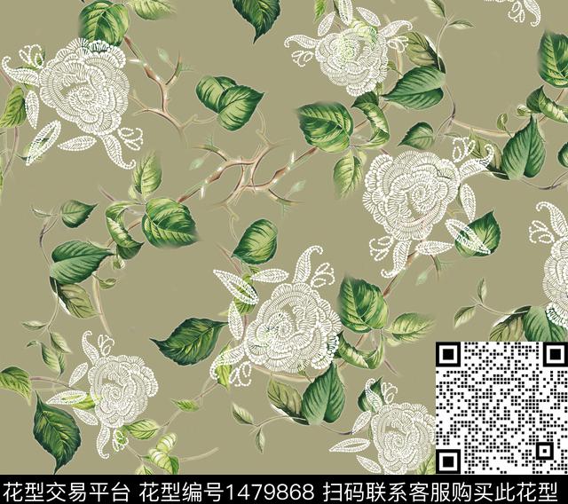 连衣裙女装花卉传统印花华亿平台下载（图片编号: 1479868） - 瓦栏（Walan）