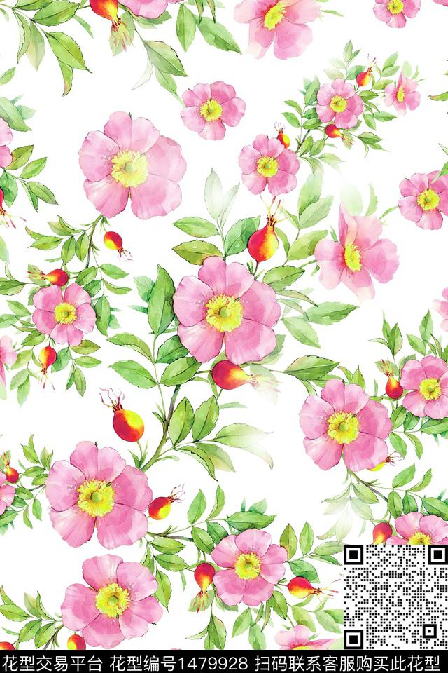 绿植树叶水彩大牌风数码印花华亿平台下载（图片编号: 1479928） - 瓦栏（Walan）