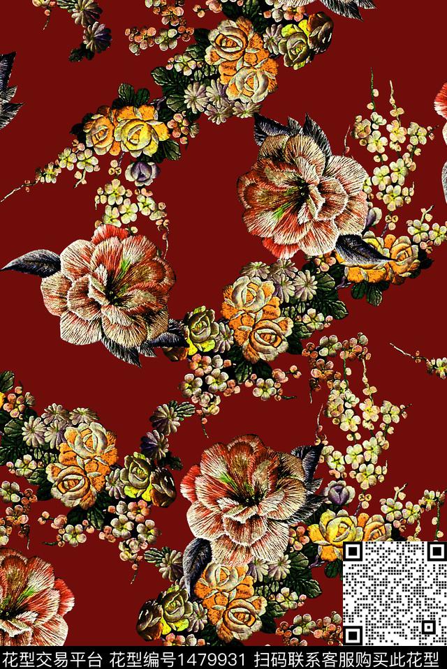 女装民族风花卉数码印花华亿平台下载（图片编号: 1479931） - 瓦栏（Walan）
