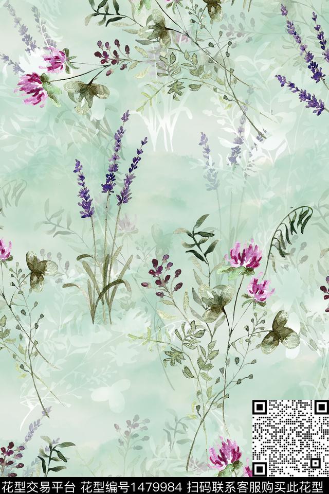 花卉小清新真丝数码印花华亿平台下载（图片编号: 1479984） - 瓦栏（Walan）