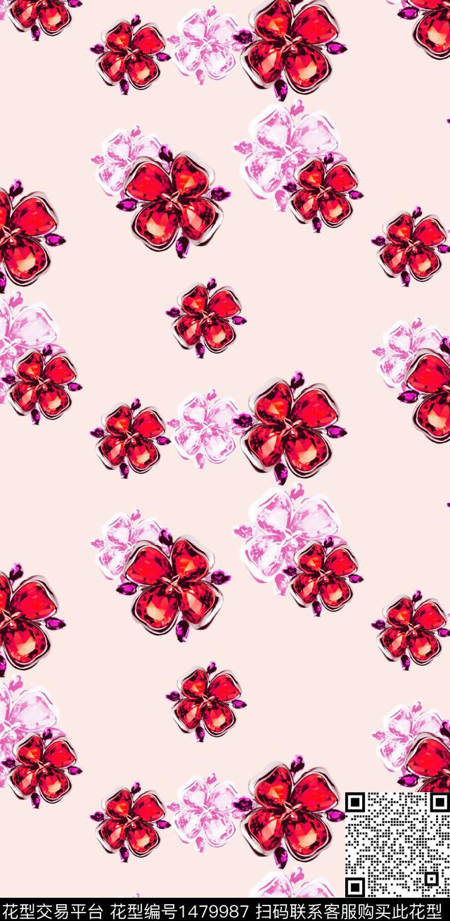 几何民族风花卉数码印花华亿平台下载（图片编号: 1479987） - 瓦栏（Walan）