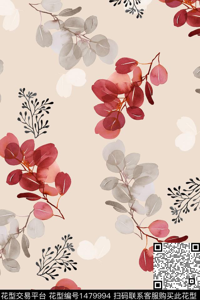 绿植树叶花卉大牌风数码印花华亿平台下载（图片编号: 1479994） - 瓦栏（Walan）