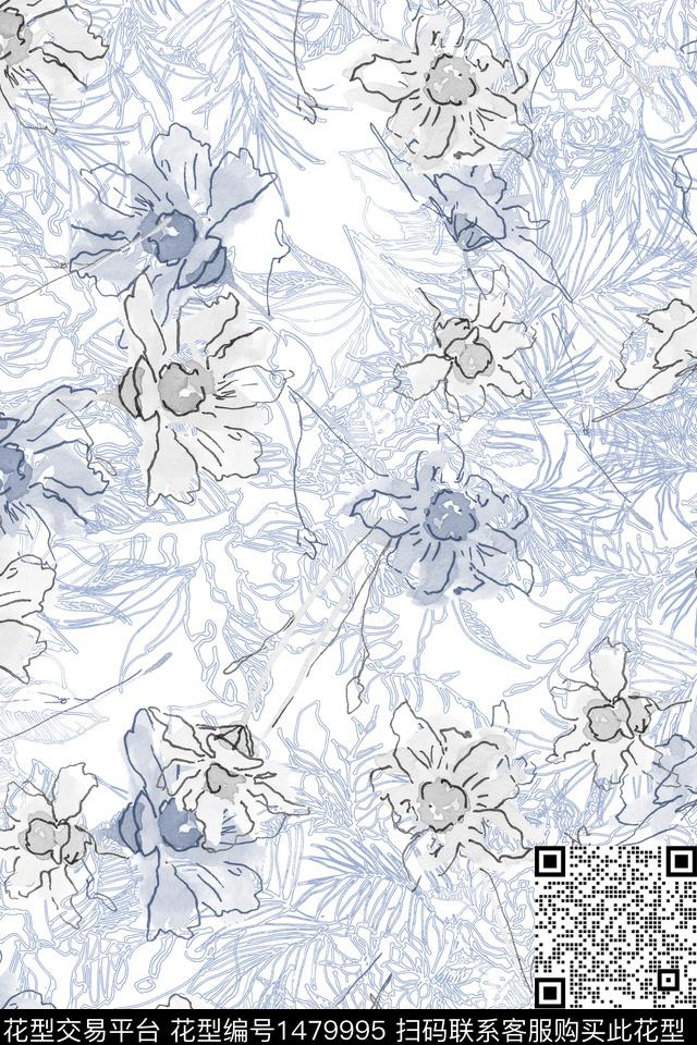 花卉大牌风小清新数码印花华亿平台下载（图片编号: 1479995） - 瓦栏（Walan）