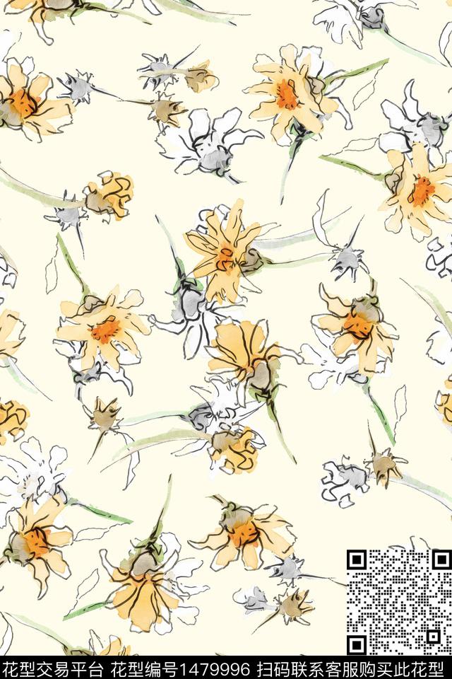 花卉大牌风小清新数码印花华亿平台下载（图片编号: 1479996） - 瓦栏（Walan）