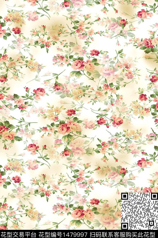 花卉小清新真丝数码印花华亿平台下载（图片编号: 1479997） - 瓦栏（Walan）