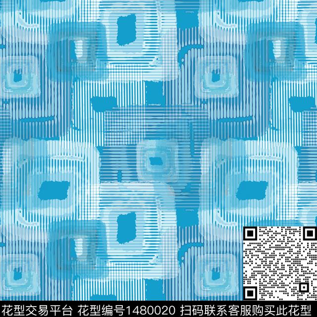 肌理格子手绘笔触数码印花华亿平台下载（图片编号: 1480020） - 瓦栏（Walan）