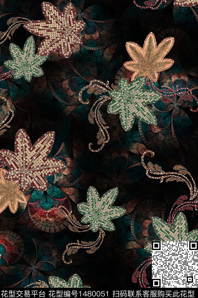 女装花卉中老年数码印花华亿平台下载（图片编号: 1480051） - 瓦栏（Walan）