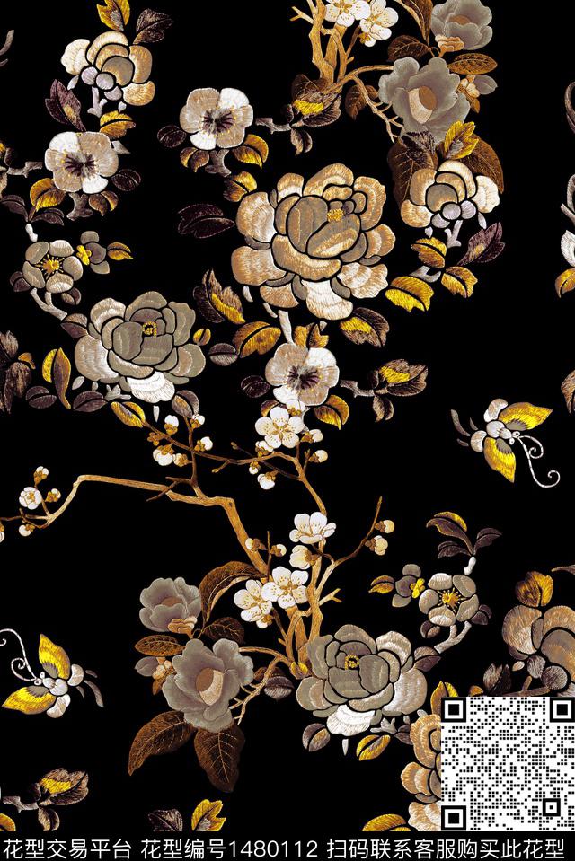 女装花卉真丝数码印花华亿平台下载（图片编号: 1480112） - 瓦栏（Walan）