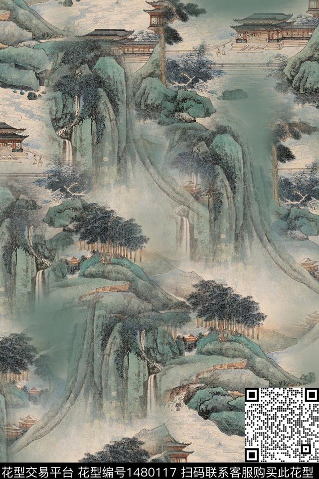 香云纱中国风真丝数码印花华亿平台下载（图片编号: 1480117） - 瓦栏（Walan）