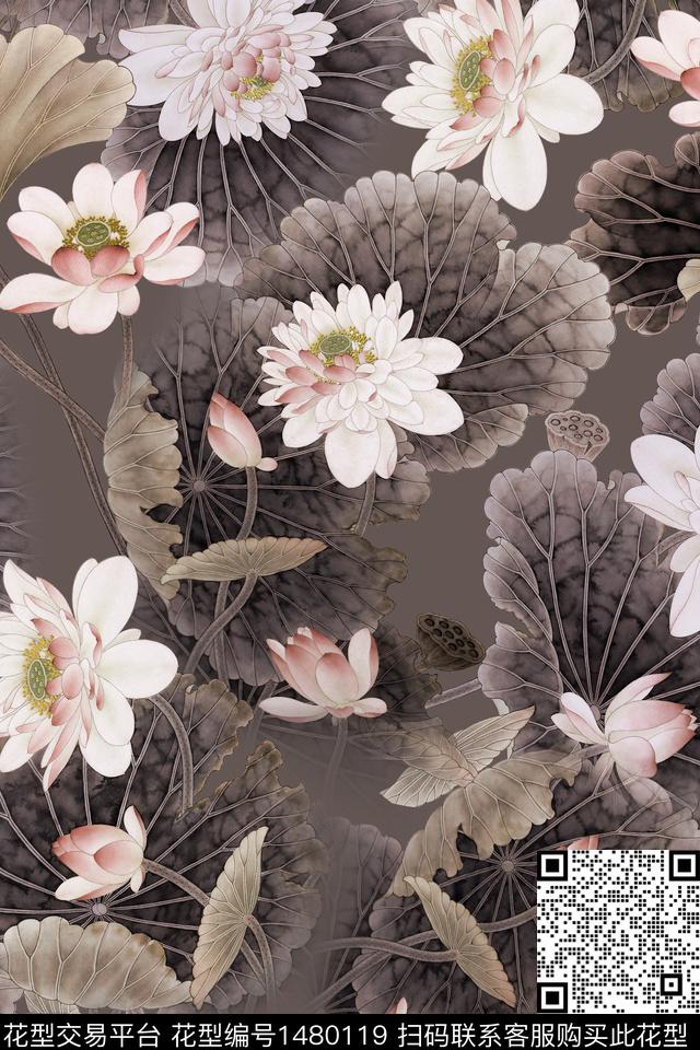 民族风花卉香云纱数码印花华亿平台下载（图片编号: 1480119） - 瓦栏（Walan）