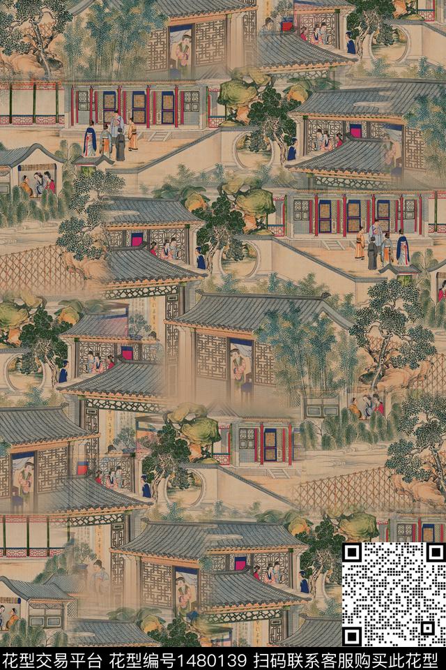 香云纱中国风真丝数码印花华亿平台下载（图片编号: 1480139） - 瓦栏（Walan）