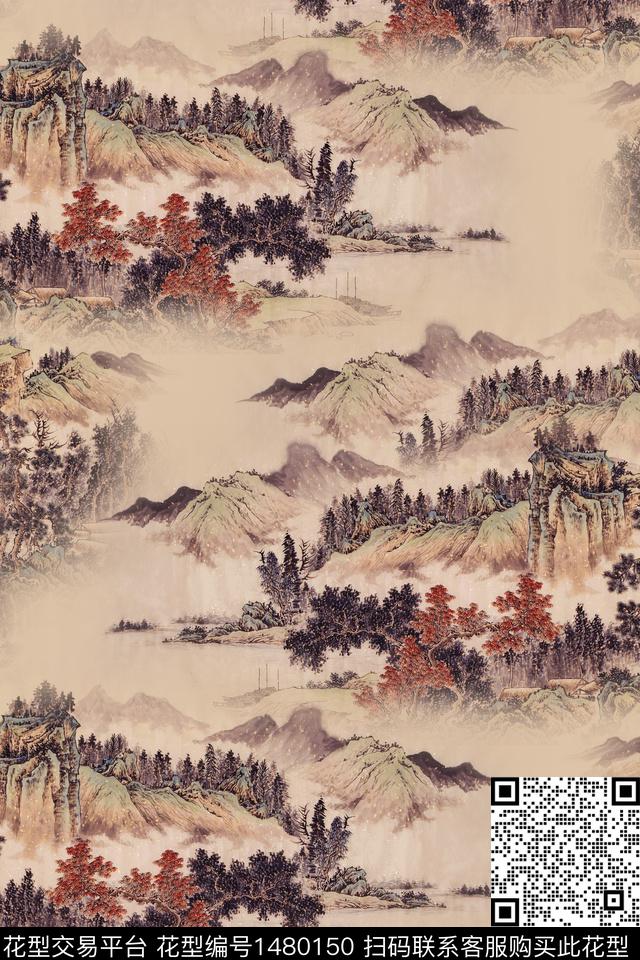 香云纱中国风真丝数码印花华亿平台下载（图片编号: 1480150） - 瓦栏（Walan）