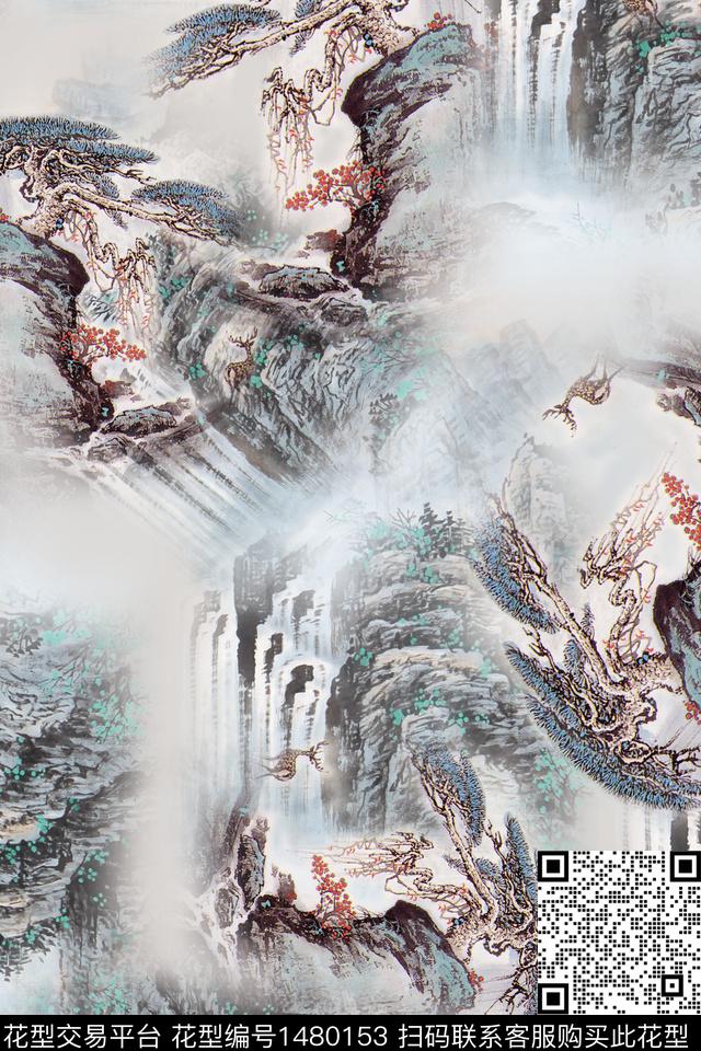 香云纱中国风真丝数码印花华亿平台下载（图片编号: 1480153） - 瓦栏（Walan）