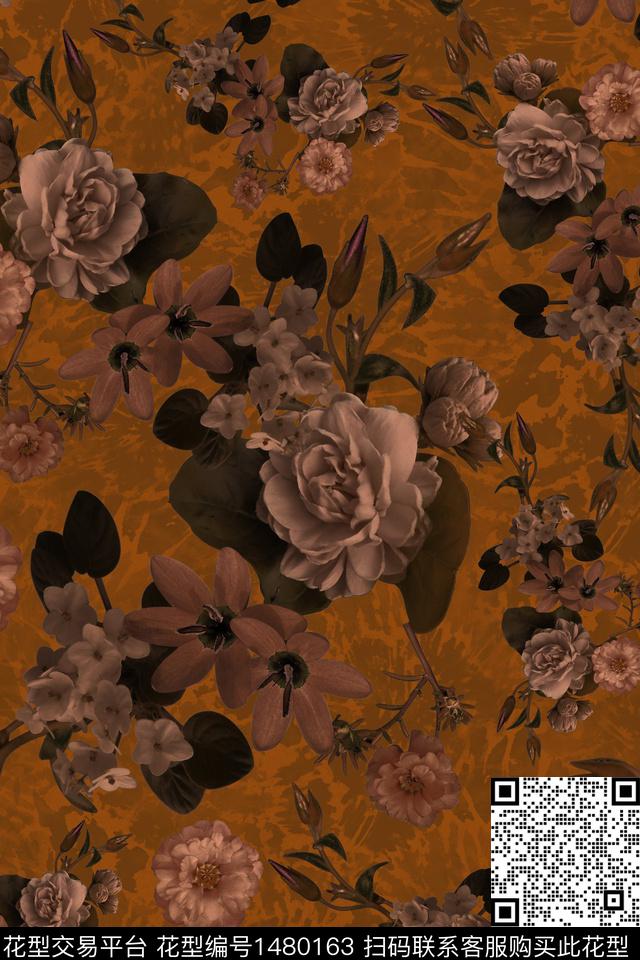 民族风花卉香云纱数码印花华亿平台下载（图片编号: 1480163） - 瓦栏（Walan）