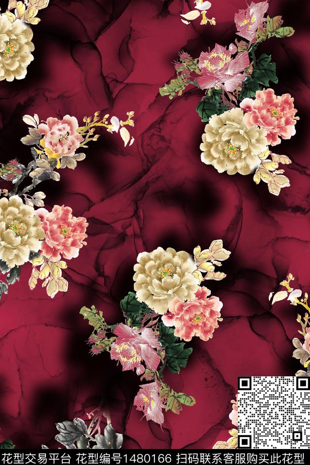 民族风花卉香云纱数码印花华亿平台下载（图片编号: 1480166） - 瓦栏（Walan）