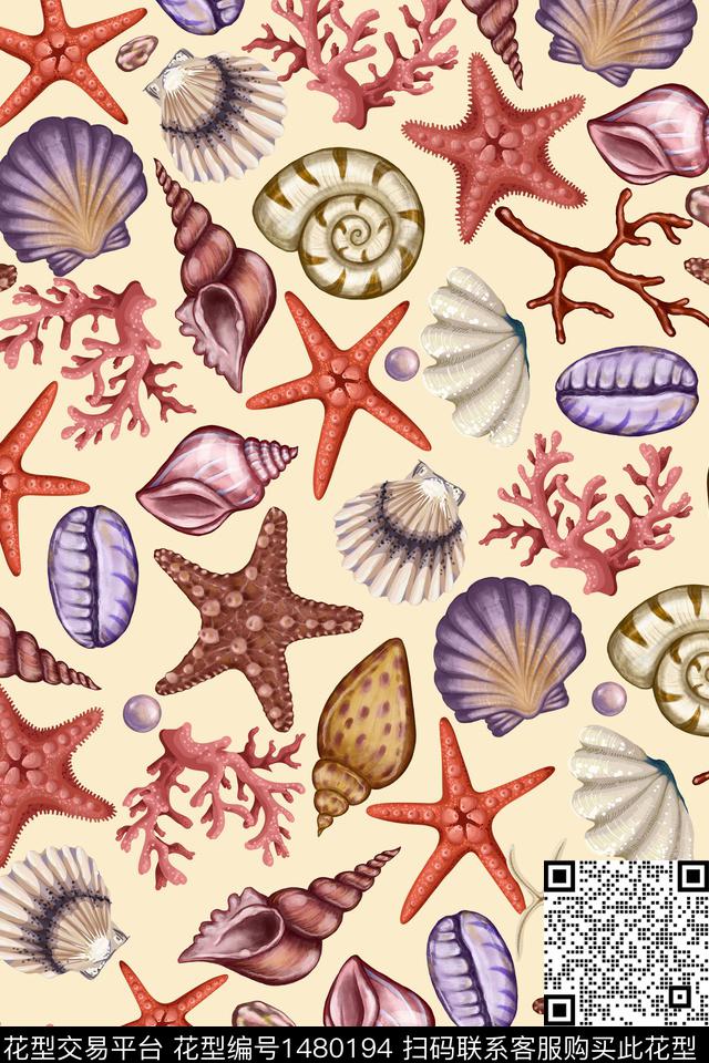 海星动物海洋数码印花华亿平台下载（图片编号: 1480194） - 瓦栏（Walan）