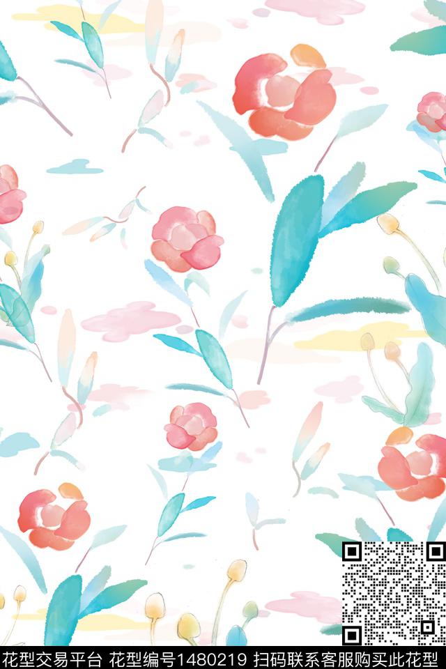 花卉大牌风香云纱数码印花华亿平台下载（图片编号: 1480219） - 瓦栏（Walan）