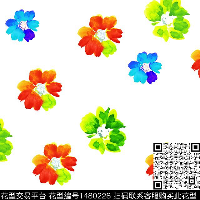 涂鸦动物花卉数码印花华亿平台下载（图片编号: 1480228） - 瓦栏（Walan）