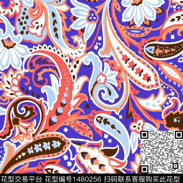 佩斯利民族风传统印花华亿平台下载（图片编号: 1480256） - 瓦栏（Walan）