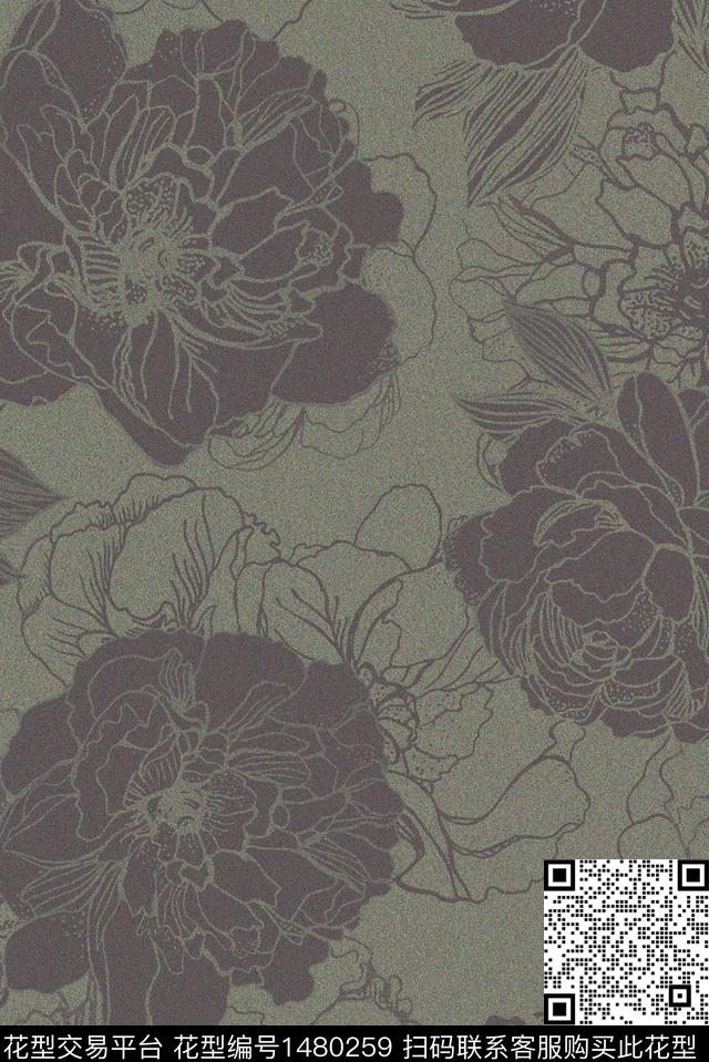 花卉春夏华亿平台手绘数码印花华亿平台下载（图片编号: 1480259） - 瓦栏（Walan）