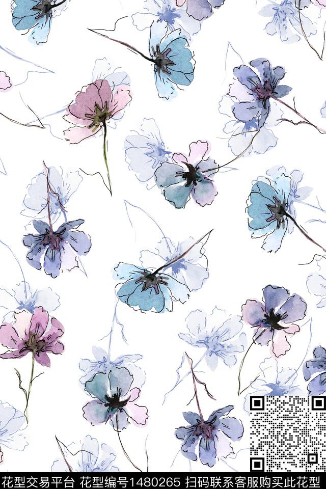 花卉大牌风小清新数码印花华亿平台下载（图片编号: 1480265） - 瓦栏（Walan）