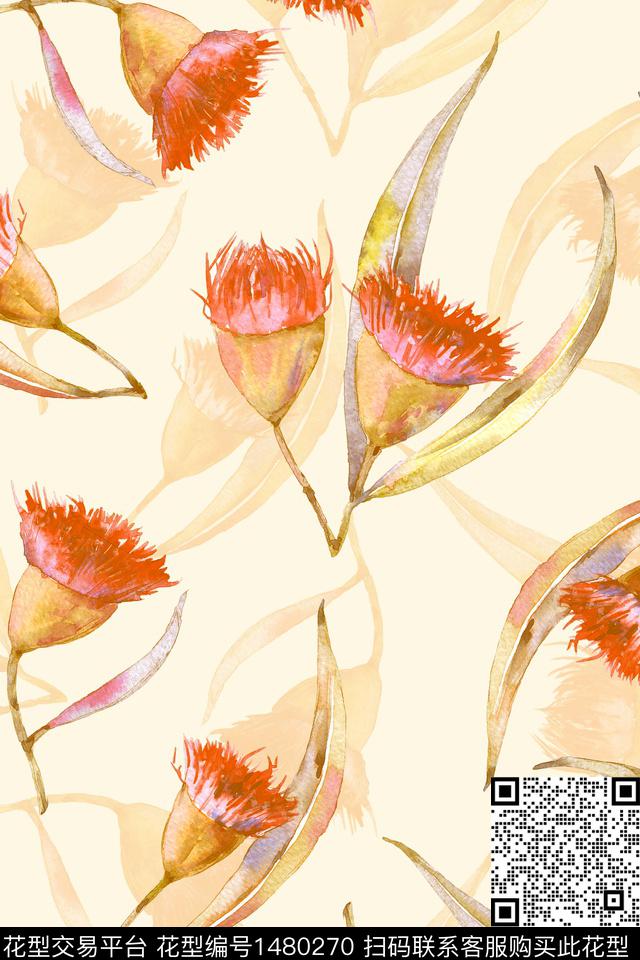 花卉小清新真丝数码印花华亿平台下载（图片编号: 1480270） - 瓦栏（Walan）