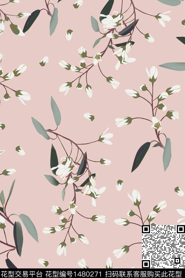 清爽底花卉花卉大牌风数码印花华亿平台下载（图片编号: 1480271） - 瓦栏（Walan）